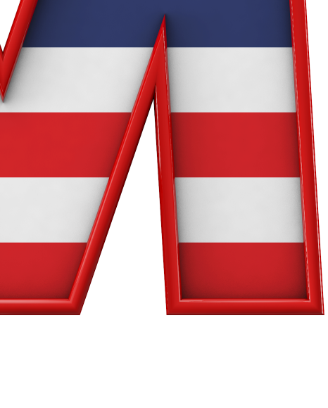 Letter m from USA stars and stripes font on Yellow Images Creative Fonts - S51671