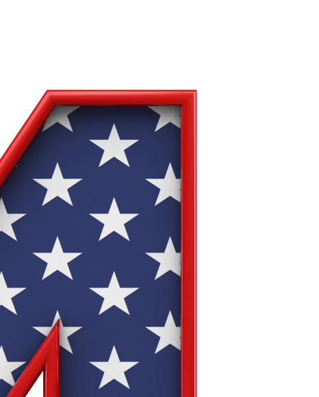 4 from USA stars and stripes font on Yellow Images Creative Fonts - S51653