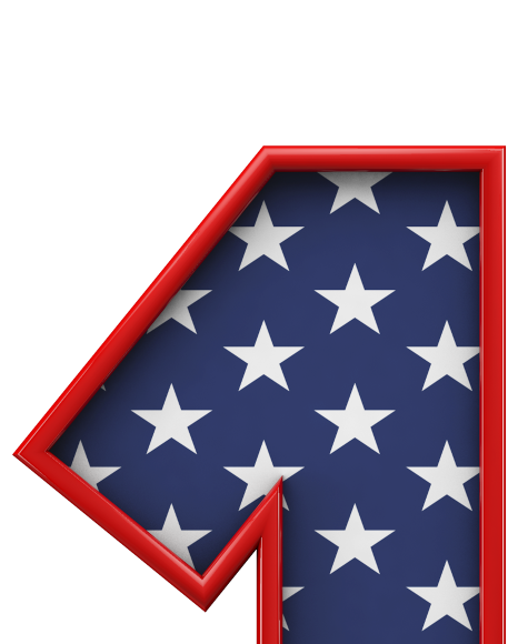 1 from USA stars and stripes font on Yellow Images Creative Fonts - S51650