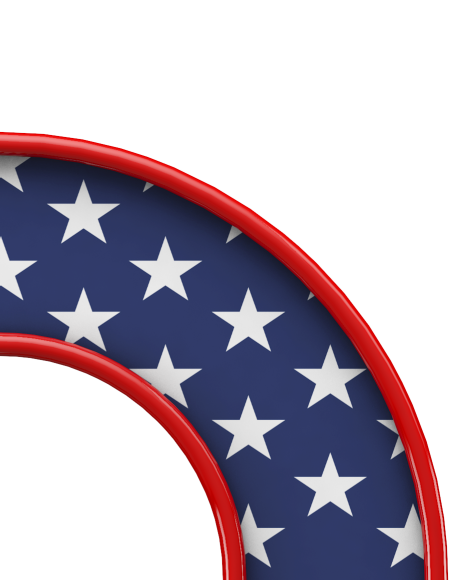 Letter o from USA stars and stripes font on Yellow Images Creative Fonts - S51673