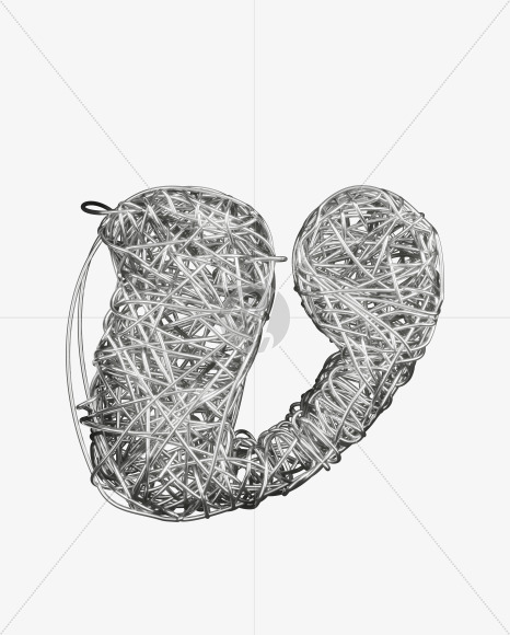 v lowercase from Bended Silver Wire Font Set. on Yellow Images Creative Fonts - S51756