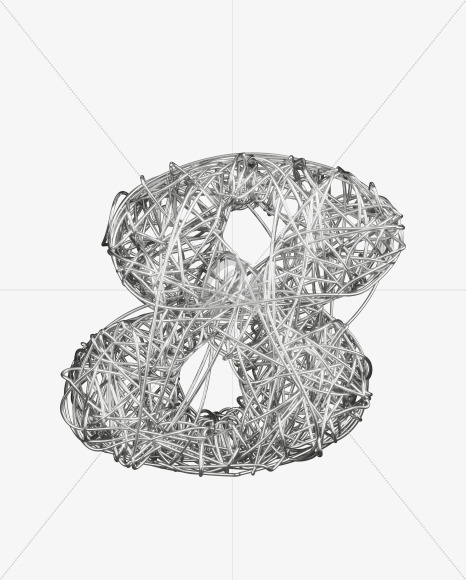 8 from Bended Silver Wire Font Set. on Yellow Images Creative Fonts - S51729