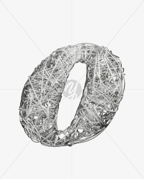 O uppercase from Bended Silver Wire Font Set. on Yellow Images Creative Fonts - S51705