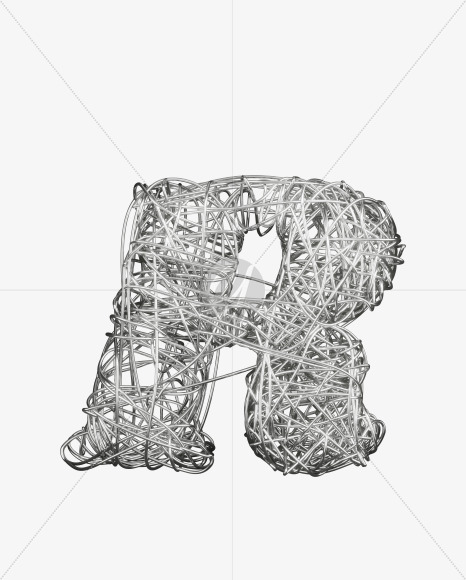 R uppercase from Bended Silver Wire Font Set. on Yellow Images Creative Fonts - S51708