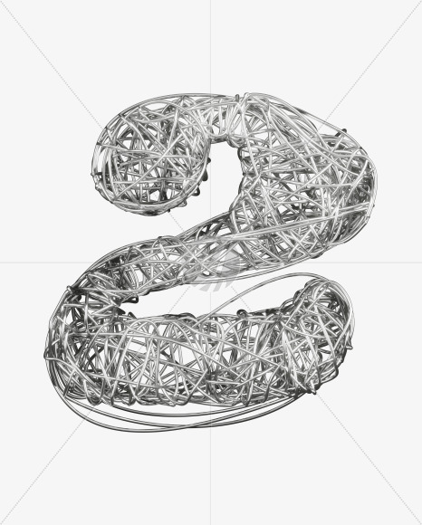 2 from Bended Silver Wire Font Set. on Yellow Images Creative Fonts - S51723