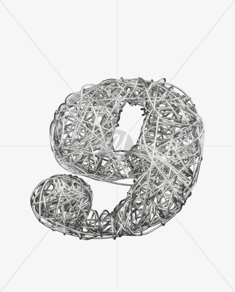 9 from Bended Silver Wire Font Set. on Yellow Images Creative Fonts - S51730