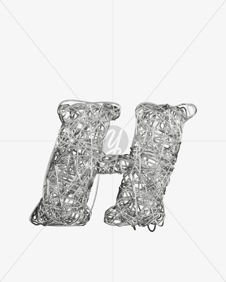 H uppercase from Bended Silver Wire Font Set. on Yellow Images Creative Fonts - S51698