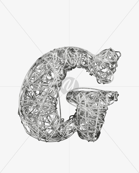 G uppercase from Bended Silver Wire Font Set. on Yellow Images Creative Fonts - S51697