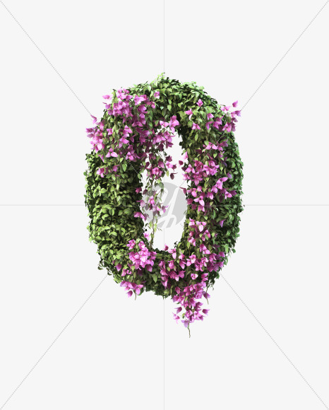 0 from Bougainvillea alphabet on Yellow Images Creative Fonts - S51762