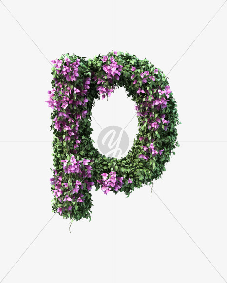 p lowecase from Bougainvillea alphabet on Yellow Images Creative Fonts - S51799