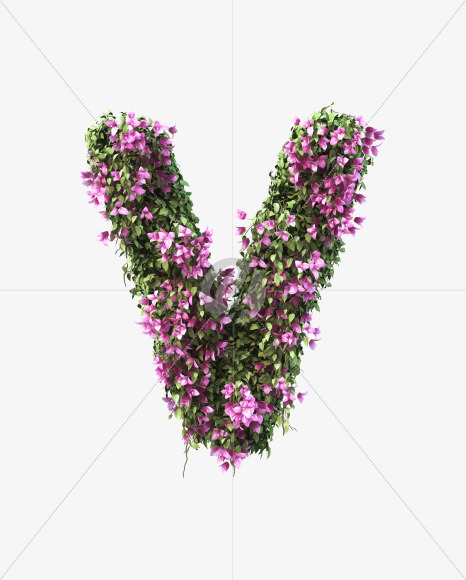 V uppercase from Bougainvillea alphabet on Yellow Images Creative Fonts - S51819