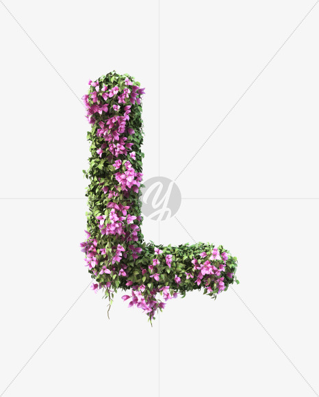 L uppercase from Bougainvillea alphabet on Yellow Images Creative Fonts - S51783