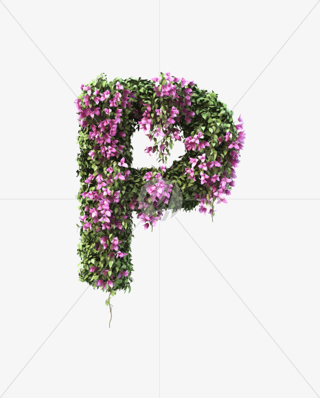 P uppercase from Bougainvillea alphabet on Yellow Images Creative Fonts - S51813