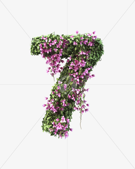 7 from Bougainvillea alphabet on Yellow Images Creative Fonts - S51769