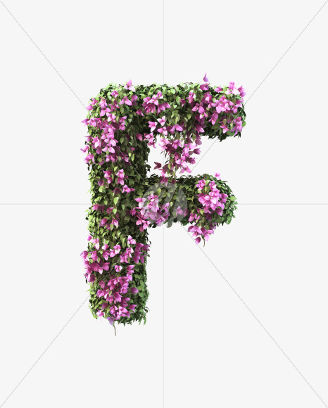 F uppercase from Bougainvillea alphabet on Yellow Images Creative Fonts - S51777