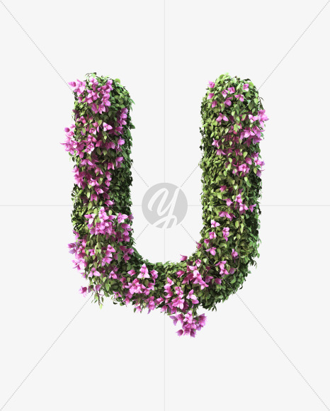 U uppercase from Bougainvillea alphabet on Yellow Images Creative Fonts - S51818