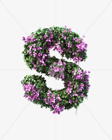 s lowecase from Bougainvillea alphabet on Yellow Images Creative Fonts - S51802