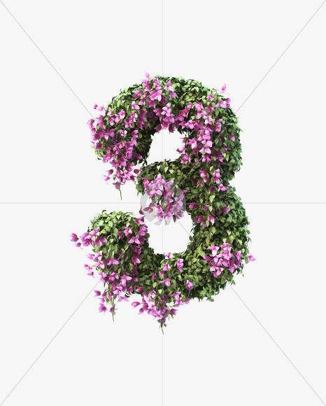 3 from Bougainvillea alphabet on Yellow Images Creative Fonts - S51765