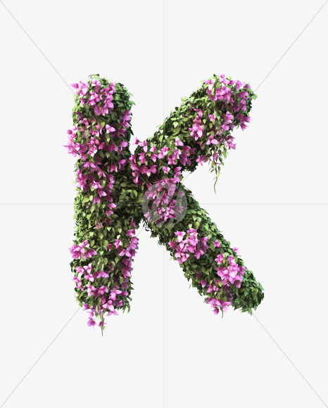 K uppercase from Bougainvillea alphabet on Yellow Images Creative Fonts - S51782