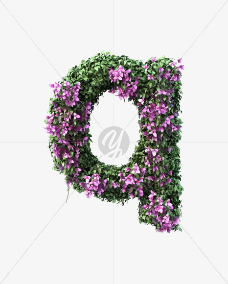 q lowecase from Bougainvillea alphabet on Yellow Images Creative Fonts - S51800