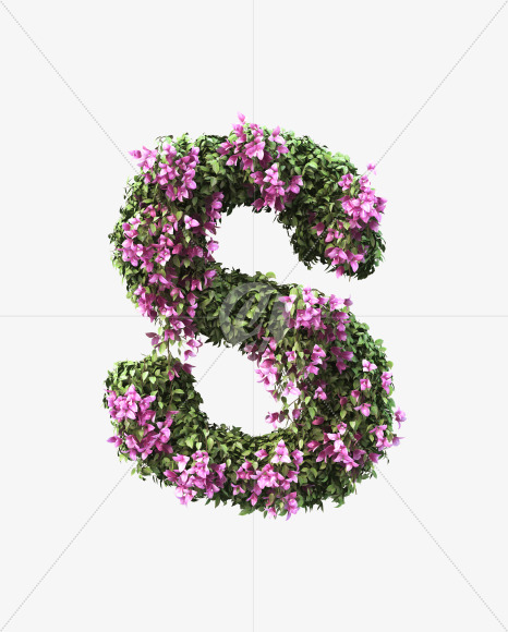 S uppercase from Bougainvillea alphabet on Yellow Images Creative Fonts - S51816