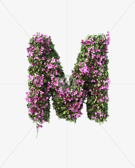 M uppercase from Bougainvillea alphabet on Yellow Images Creative Fonts - S51810