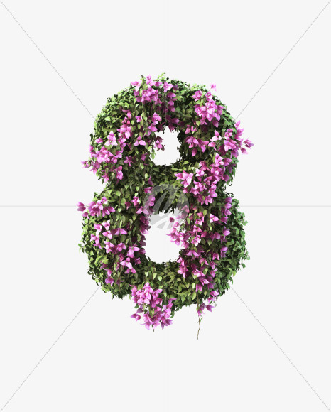 8 from Bougainvillea alphabet on Yellow Images Creative Fonts - S51770