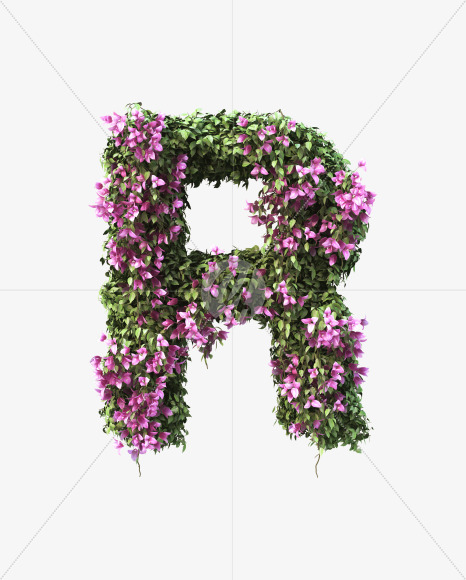 R uppercase from Bougainvillea alphabet on Yellow Images Creative Fonts - S51815