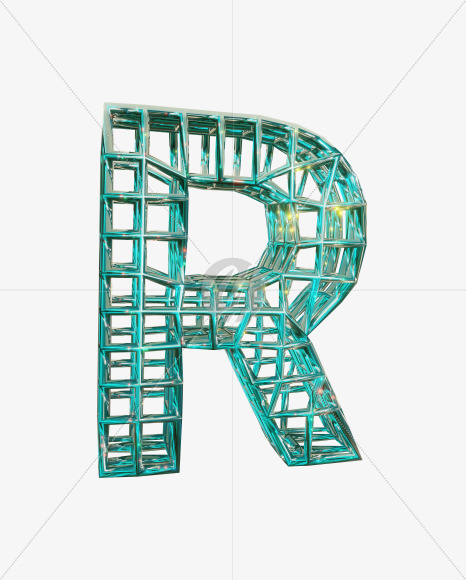 R uppercase from Sparkling Aquamarine Font. on Yellow Images Creative Fonts - S51842