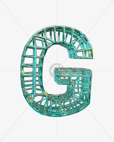 G uppercase from Sparkling Aquamarine Font. on Yellow Images Creative Fonts - S51831