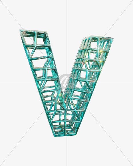 V uppercase from Sparkling Aquamarine Font. on Yellow Images Creative Fonts - S51846