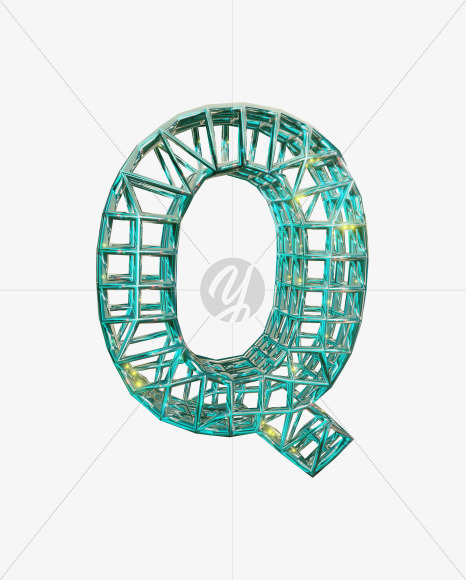 Q uppercase from Sparkling Aquamarine Font. on Yellow Images Creative Fonts - S51841