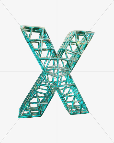 X uppercase from Sparkling Aquamarine Font. on Yellow Images Creative Fonts - S51848