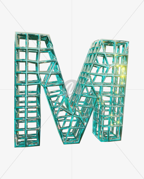 M uppercase from Sparkling Aquamarine Font. on Yellow Images Creative Fonts - S51837