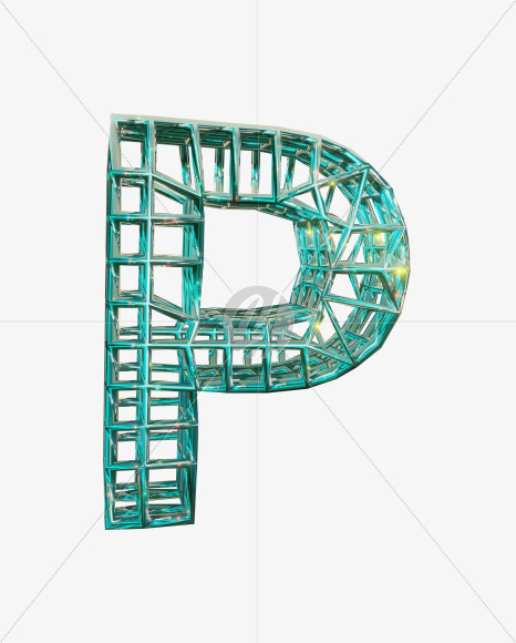 P uppercase from Sparkling Aquamarine Font. on Yellow Images Creative Fonts - S51840