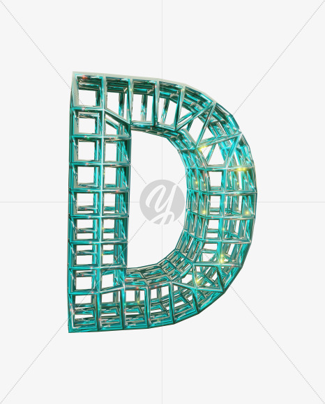 D uppercase from Sparkling Aquamarine Font. on Yellow Images Creative Fonts - S51828