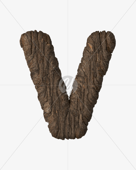 Letter V from Bark 3D Lettering on Yellow Images Creative Fonts - S51963