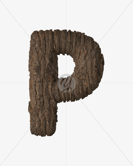 Letter P from Bark 3D Lettering on Yellow Images Creative Fonts - S51957