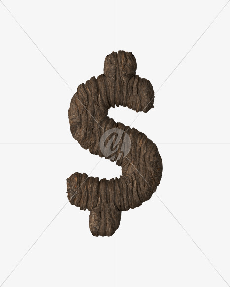 $ from Bark 3D Lettering on Yellow Images Creative Fonts - S51980