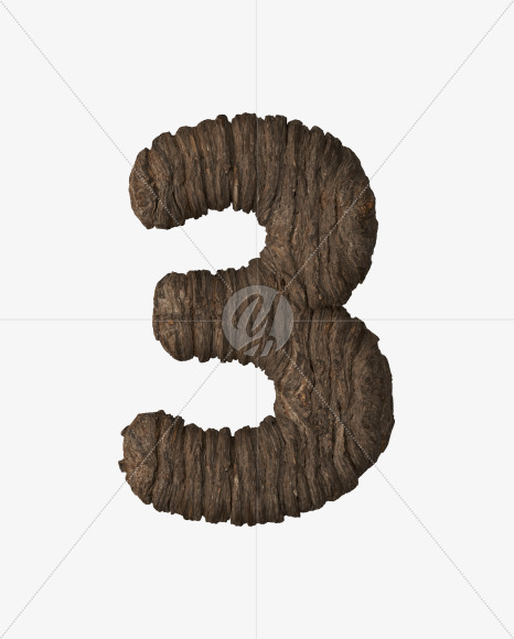 3 from Bark 3D Lettering on Yellow Images Creative Fonts - S51970