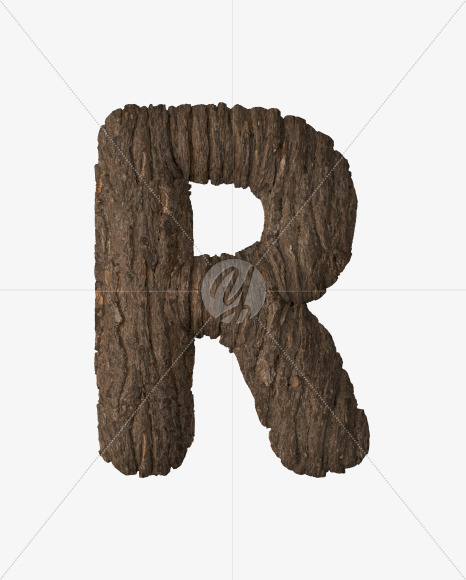 Letter R from Bark 3D Lettering on Yellow Images Creative Fonts - S51959