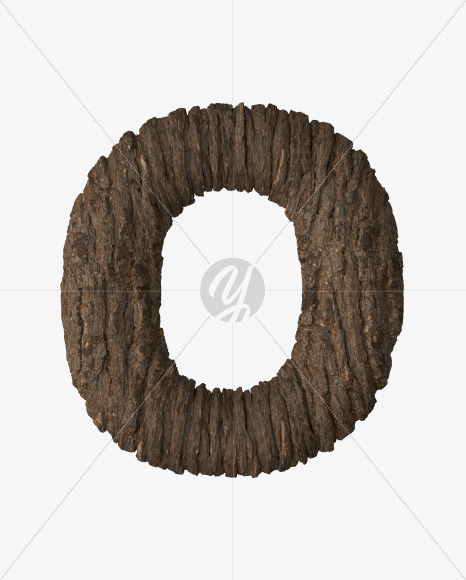 Letter O from Bark 3D Lettering on Yellow Images Creative Fonts - S51956