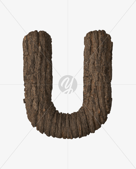 Letter U from Bark 3D Lettering on Yellow Images Creative Fonts - S51962