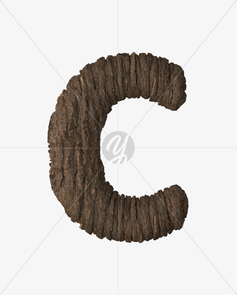 Letter C from Bark 3D Lettering on Yellow Images Creative Fonts - S51944