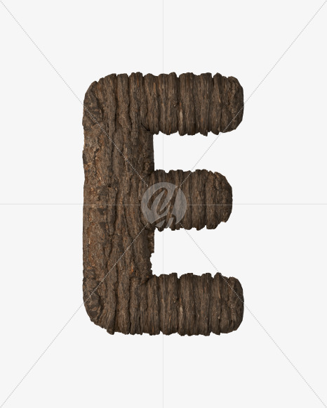 Letter E from Bark 3D Lettering on Yellow Images Creative Fonts - S51946