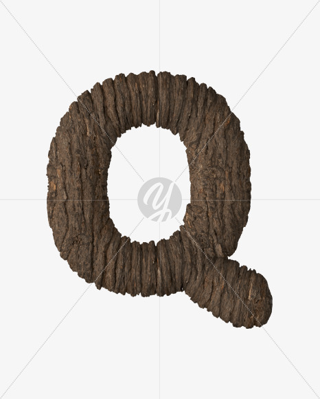 Letter Q from Bark 3D Lettering on Yellow Images Creative Fonts - S51958