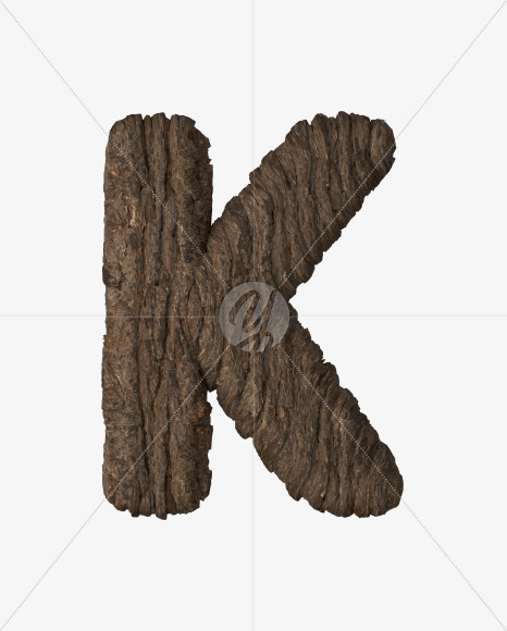 Letter K from Bark 3D Lettering on Yellow Images Creative Fonts - S51952