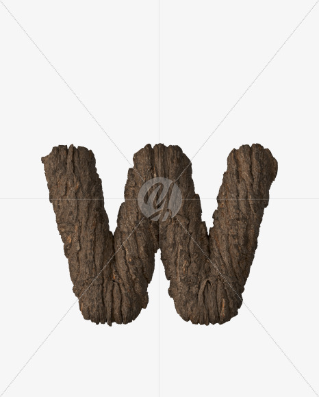 Letter W from Bark 3D Lettering on Yellow Images Creative Fonts - S51964