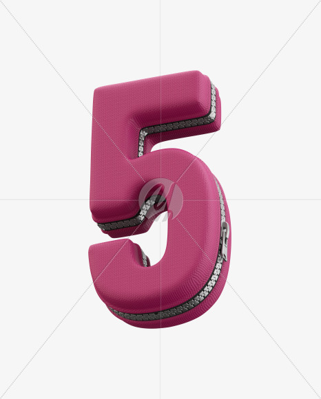 5 from Pink Suitcase alphabet on Yellow Images Creative Fonts - S52066