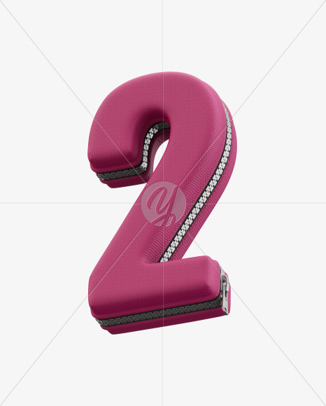 2 from Pink Suitcase alphabet on Yellow Images Creative Fonts - S52063